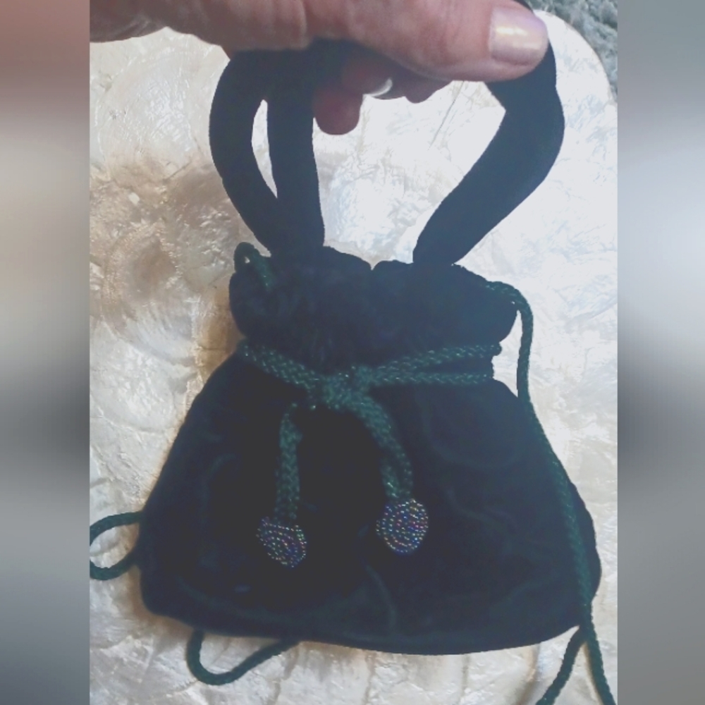 LA Regale LTD green velvet evening bag